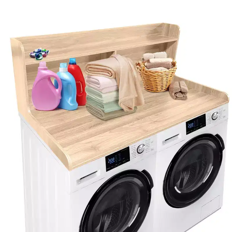 Natural/Walnut/White Wood 2-Tier Washer Dryer Countertop Cover for 1