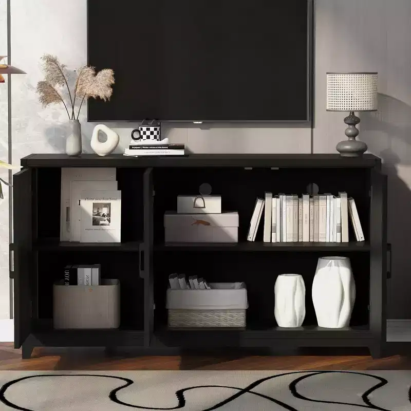 59W Modern TV Stand TV Console Cabinet Entertainment Center with Spacious Storage Space and Adjustable Shelves for TVs Up to 65