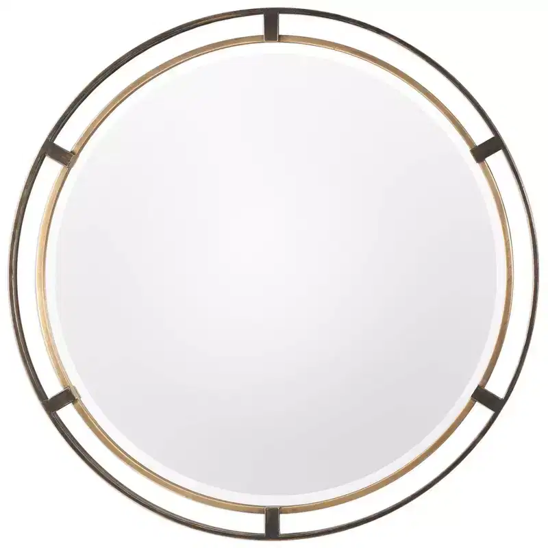 Uttermost Carrizo Distressed Rustic Bronze 36 1/4 Round Wall Mirror