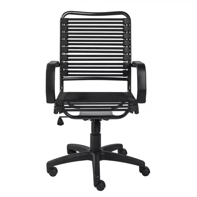 HomeRoots Black Adjustable Swivel Bungee Rolling Office Chair