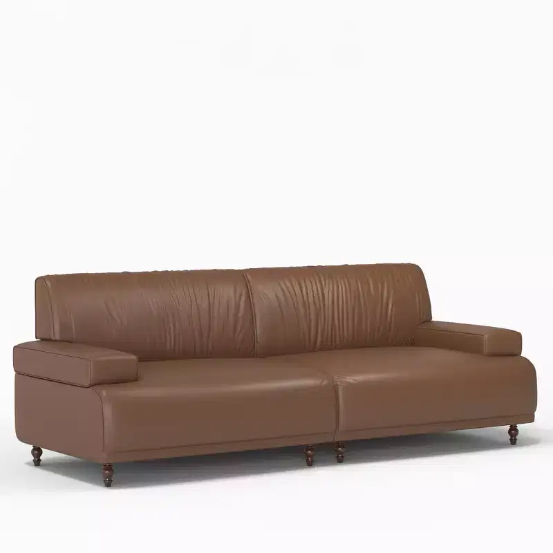 86.4 Inch Leather Sofa with Solid Wood Frame