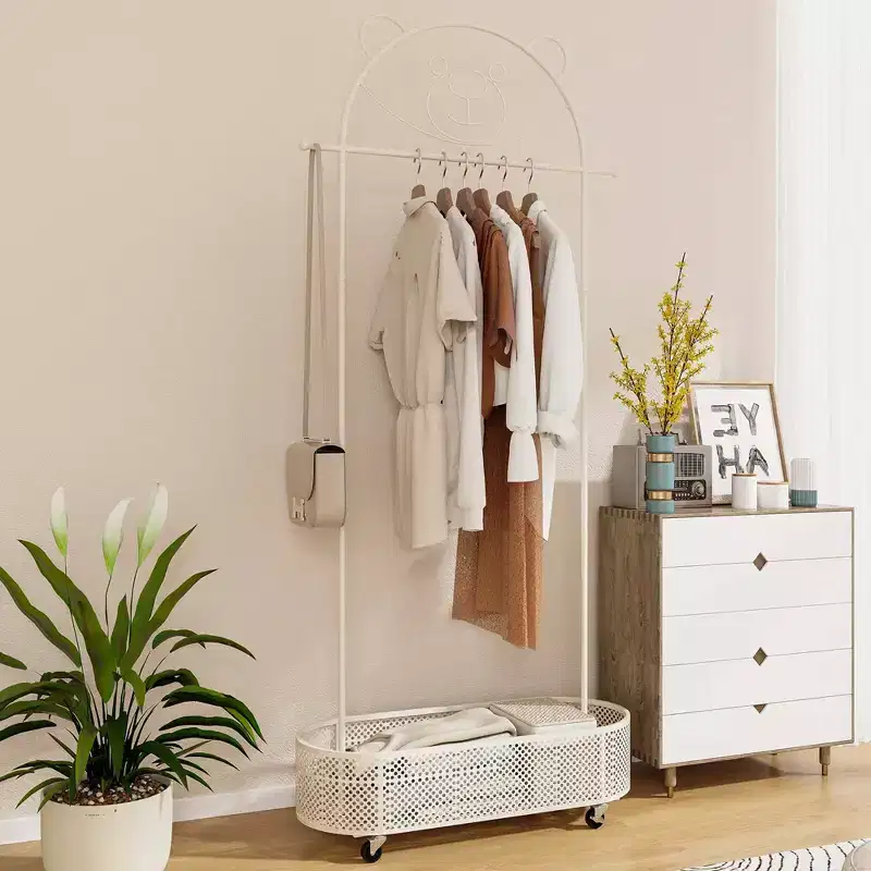 Kid Clothes Rack with 3 Adjustable Heights Home Freestanding Clothes Rack White/Pink