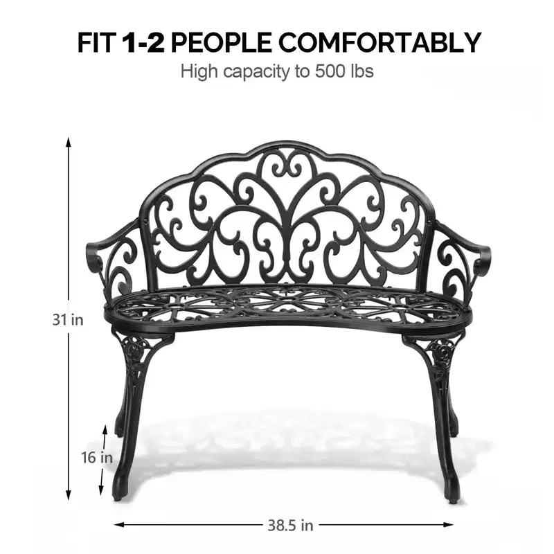 Karl Home | 38.5-Inch Cast Aluminum Garden Bench