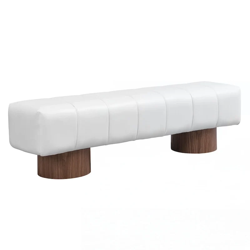 Upholstered Dining Bench,Beige PU