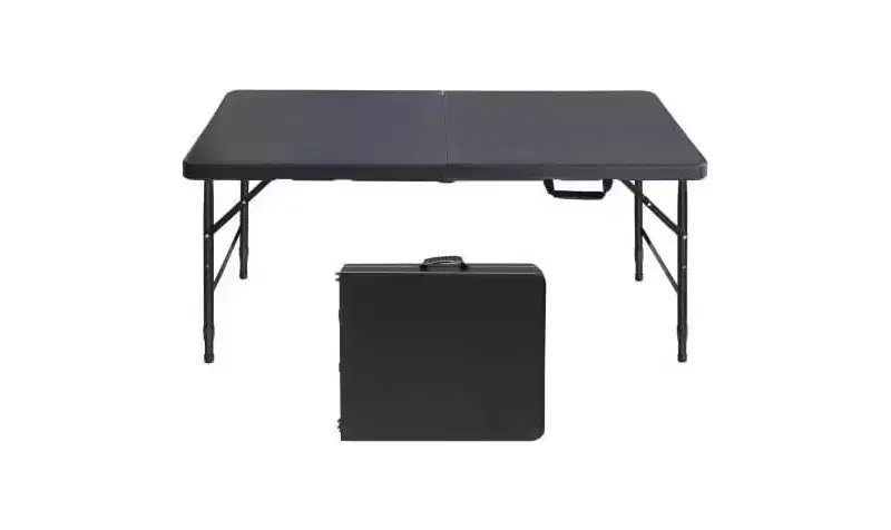 Acekool 4FT Folding Table with Handle, Heavy Duty Portable Plastic Table with 300 lbs Capacity, Waterproof, Anti-Slip Feet, Easy Storage
