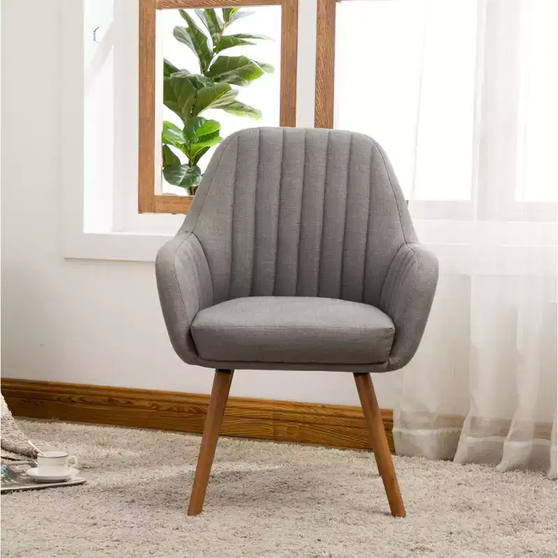 TUYOHW Contemporary Accent Chair,Barrel Back Fabric Armchair with Solid Wood Legs,Upholstered Lounge Chair for Living Room,Office,Foyer