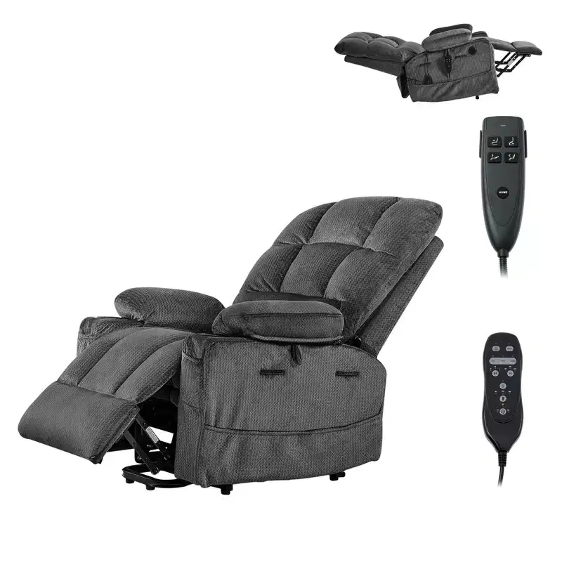 VEVOR Power Lift Recliner Chair, Dual Motor, Large Electric Lift Chair with Heat and Massage for Elderly, Infinite Position Adjustment, Dark Gray