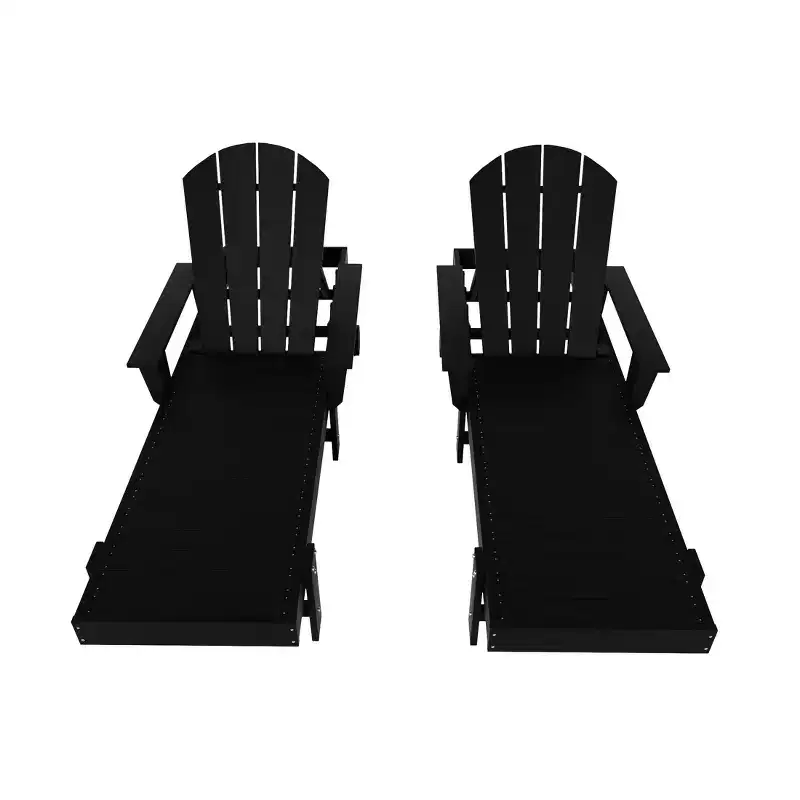 WestinTrends Dylan 2 Piece Adirondack Poly Reclining Chaise Lounge With Arms
