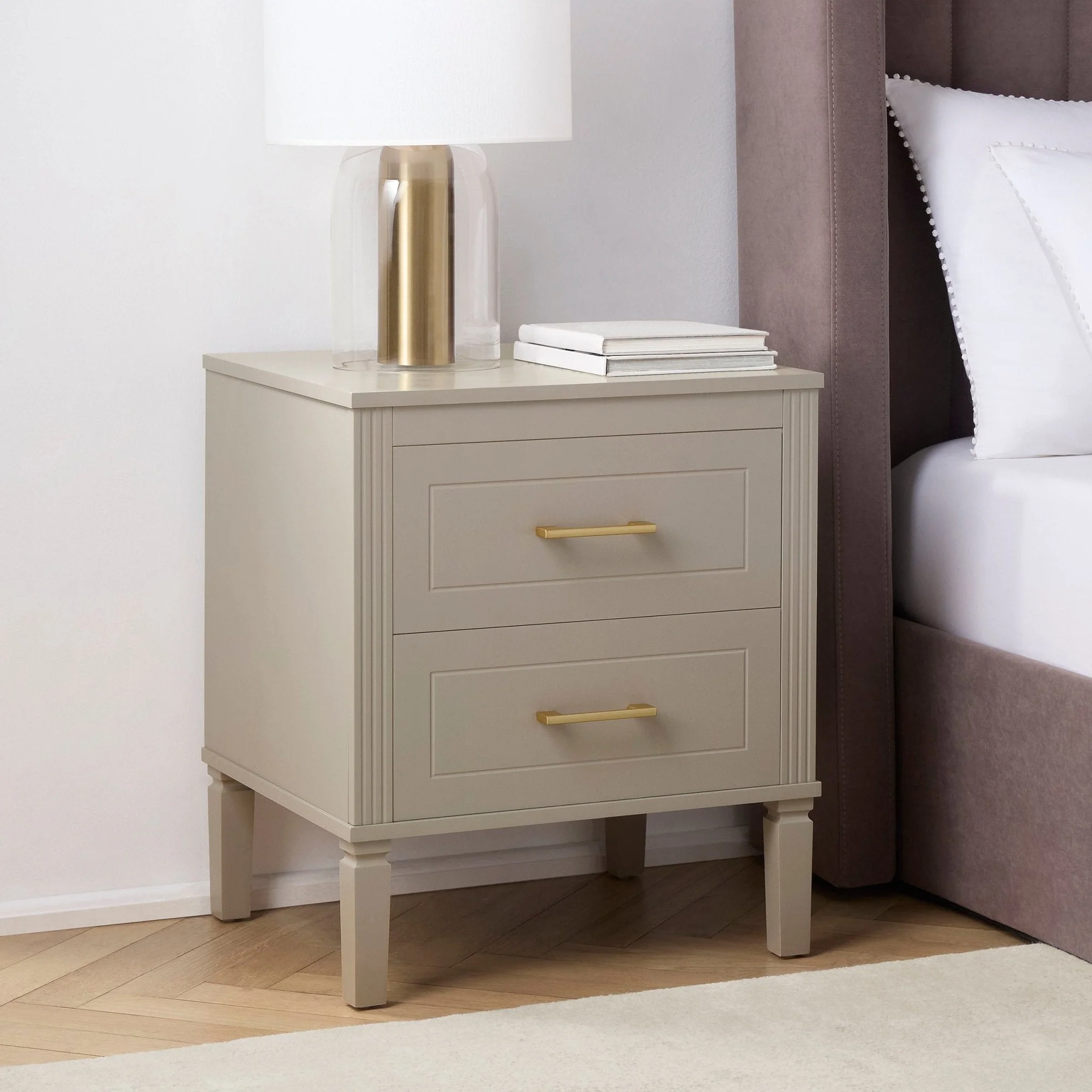 2 Drawer Bedside Table - Taupe