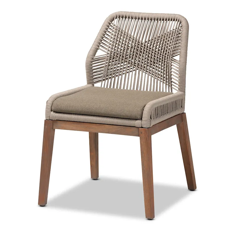 Modern Transitional-Style Rope-Woven Mahogany Dining Chair ââ‚?Gray