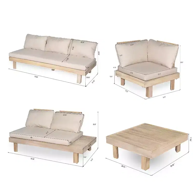 Christopher Knight Home Rock 5-Piece Patio Rustic Acacia Wood Slatted Seating Set with Cushions