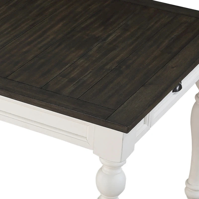 Farmhouse Two-Tone 80-Inch Dining Table - Two Tone Soft White and Dark Oak