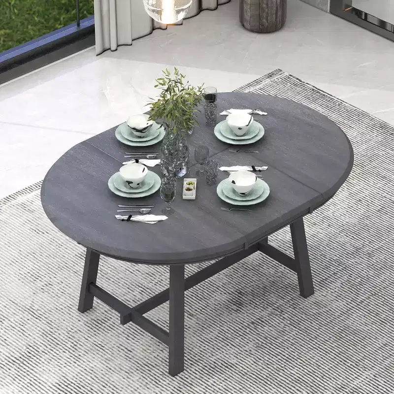 Whisen Round Extendable Wood Dining Table