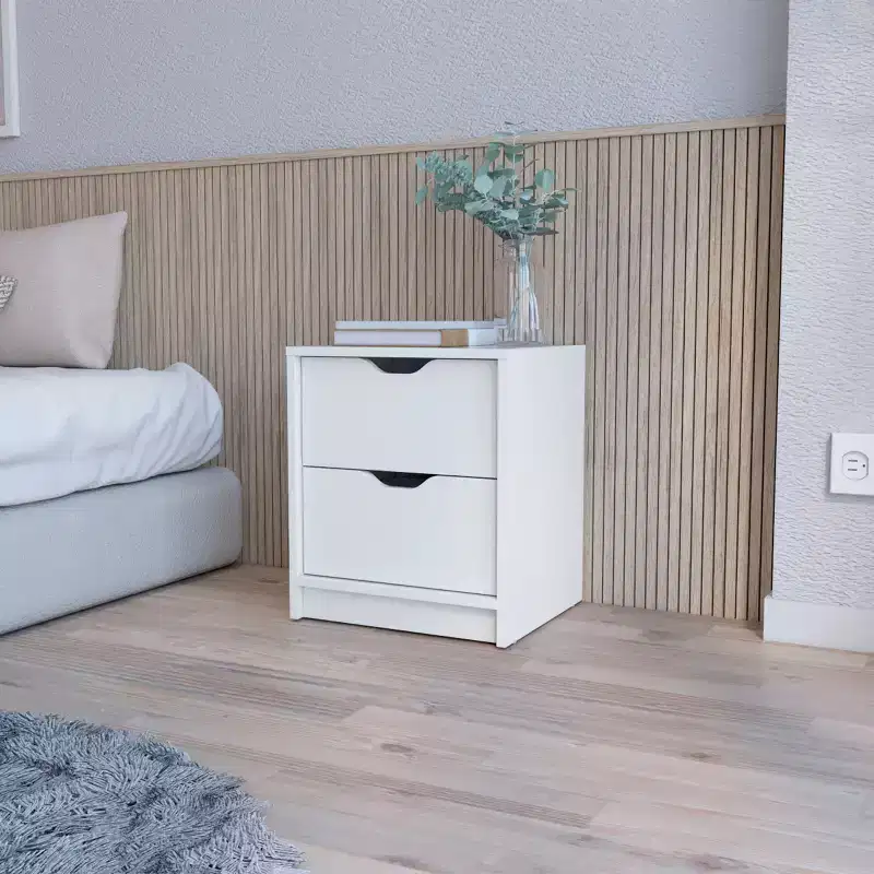 2 Stylish Functional 2 Drawer Nightstand for Bedroom Living Room