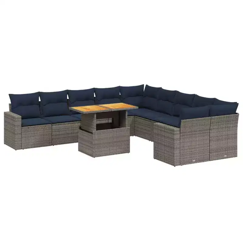 vidaXL Patio Sofa Set with Cushions Poly Rattan