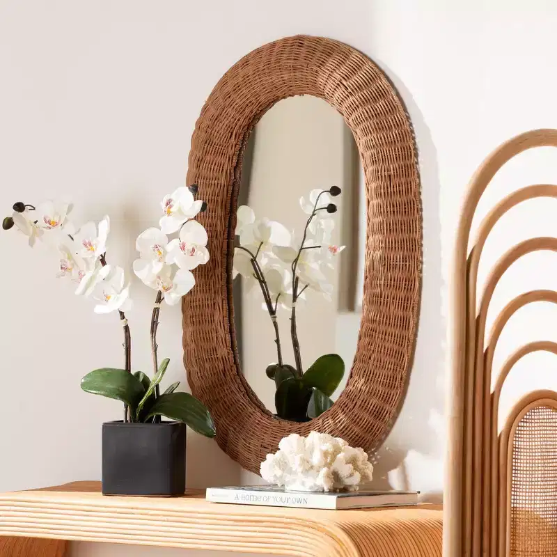 Oval Rattan Wall Mirror