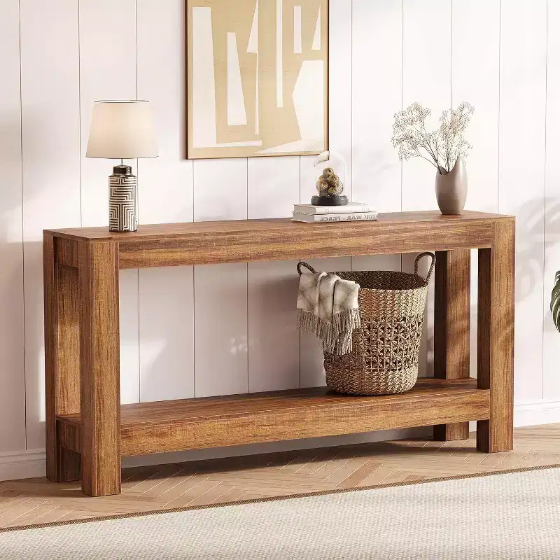63 Entryway Console Table with 2 Drawers, Narrow Wooden Sofa Table for Living Room, Hallway, or Foyer, Accent Storage Table