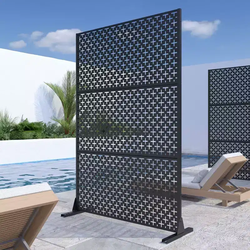 Crosshatch Pattern Black Galvanized Steel Divider | 183H x 120W x 4D cm