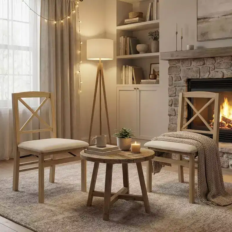 FurnitureR Folding Dining Chairs Set of 2 with Upholstered Seat, Foldable Chairs for Kitchen, Dining Room, Small Space, Space Saving Accent Chairs
