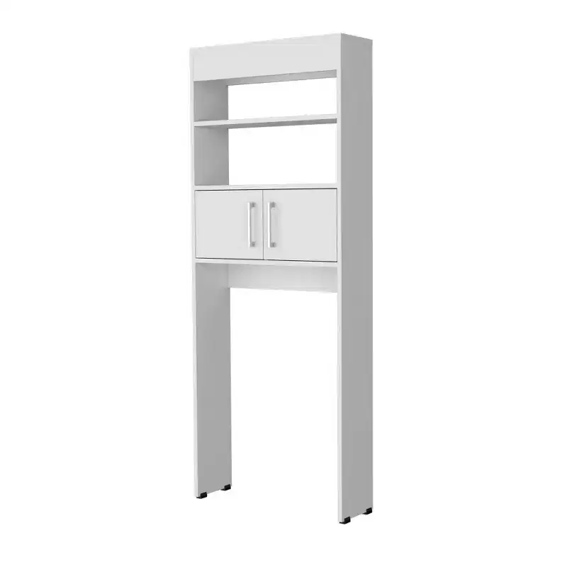 Chic Crate-Over-the-Toilet 2-Door Bathroom Cabinet  White Shelf Storage | Space-Saving Design