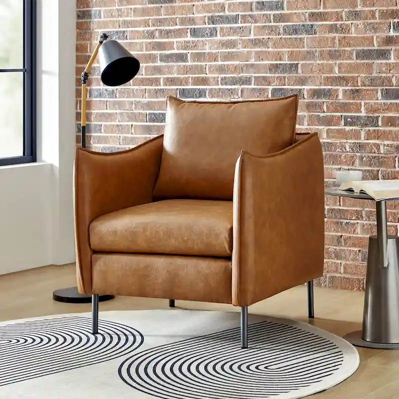 Jaime Modern Vegan Leather Accent Chair with Removable Cushion