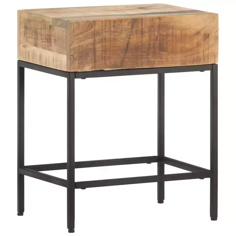 Side Table Brown Solid rough mango wood Small Durable