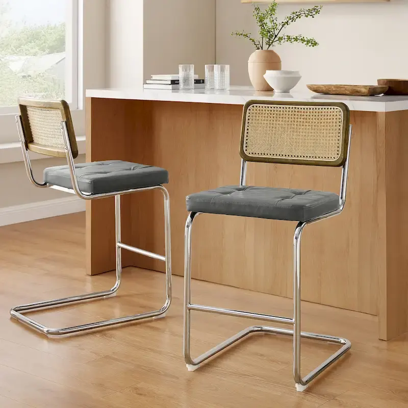 Art Leon Rustic Upholstered Counter Height Bar Stools (Set of 2)
