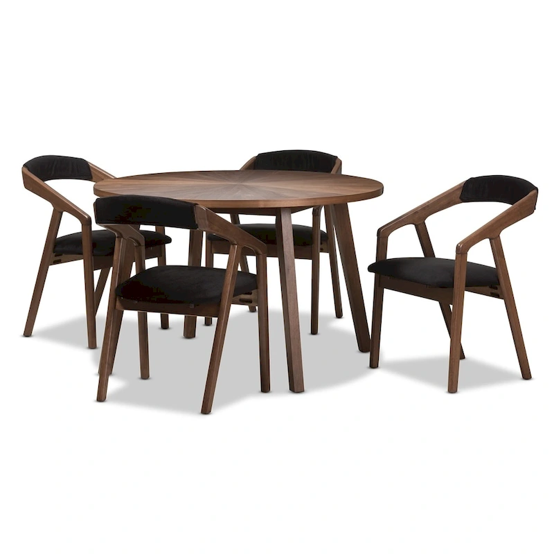 Mid-century Grey Fabric 5-piece Dining Set by Baxton Studio