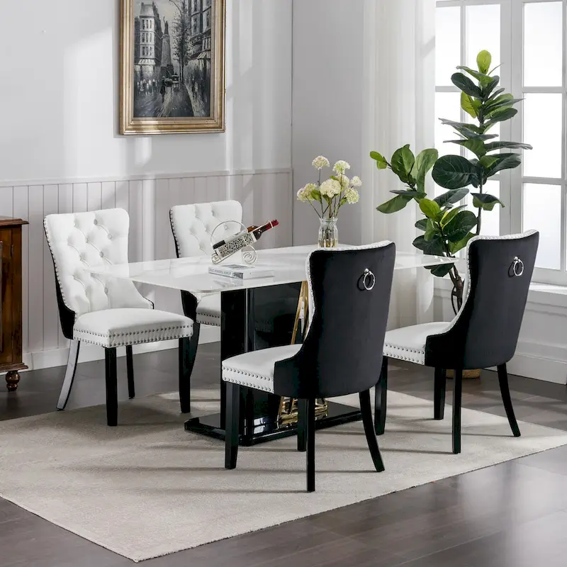 High-end Tufted Upholstered Nailhead Trim Dining Chair, Set of 2