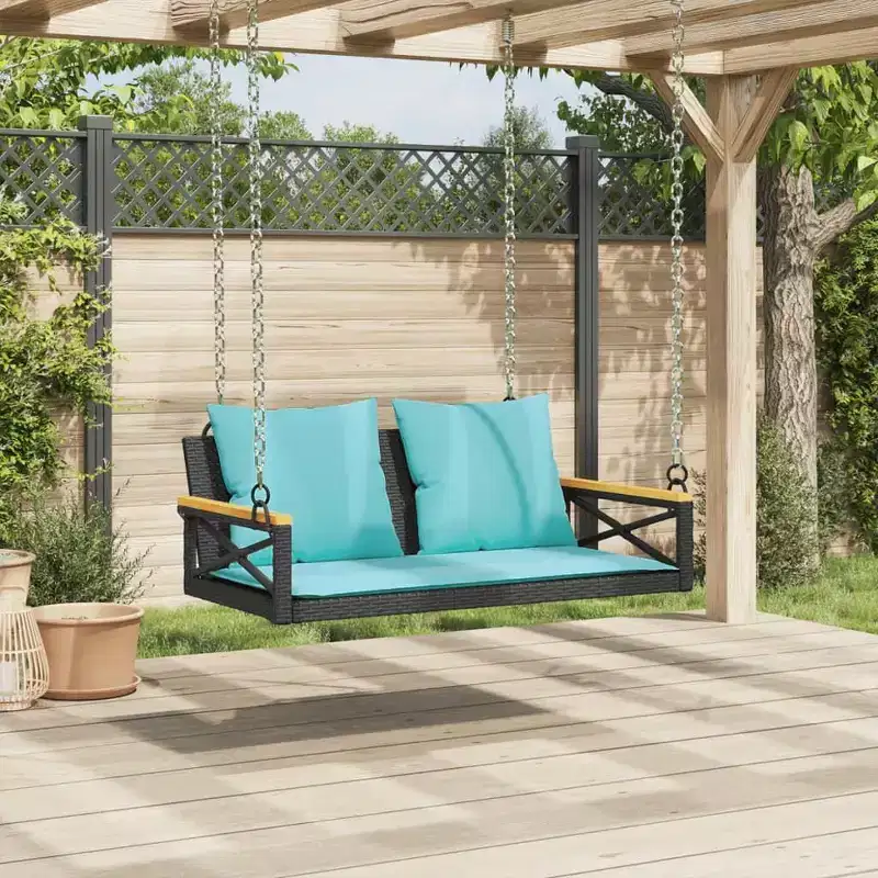 vidaXL Patio Swing Bench Black, Blue