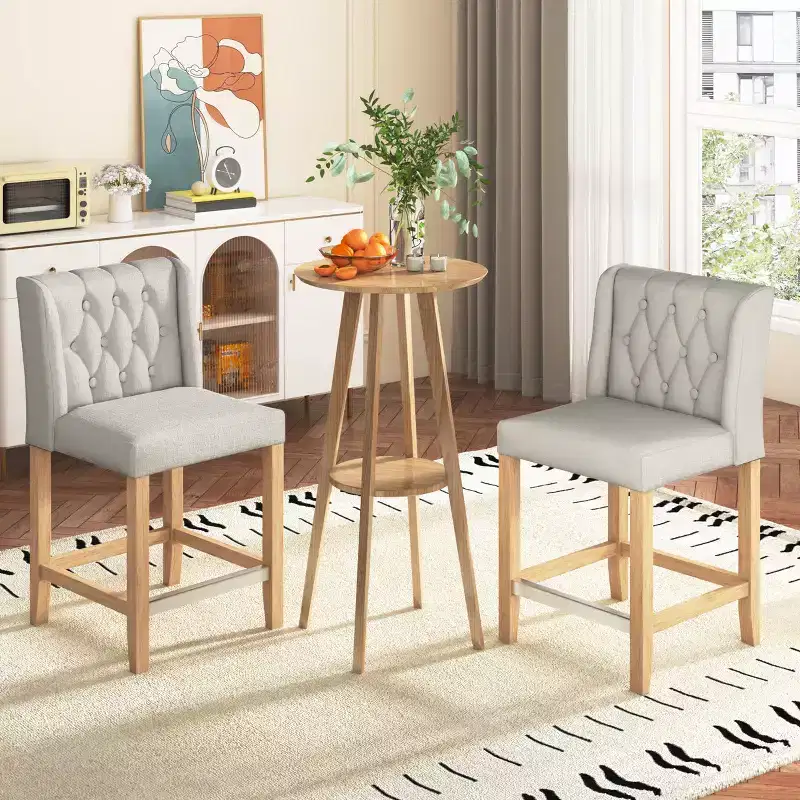 EROMMY Counter & Bar Stool With Solid Wood Frame And Upholstered Seat (Set Of 2)