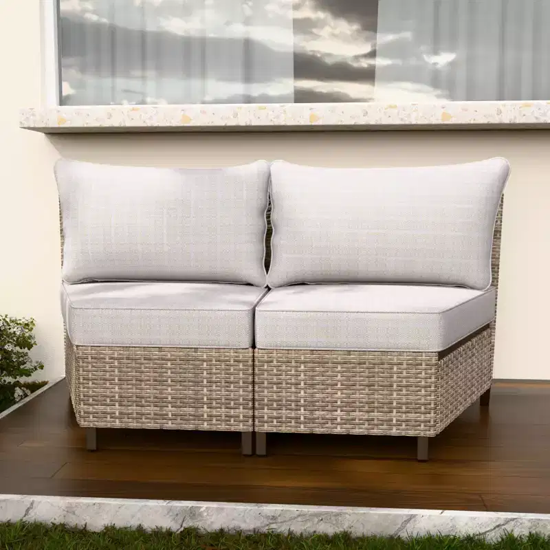 EAGLE PEAK Coastal Vista Curved Outdoor Wicker Sofa with Cushions, Patio Furniture Sets Outdoor Sectional Patio Conversation Set