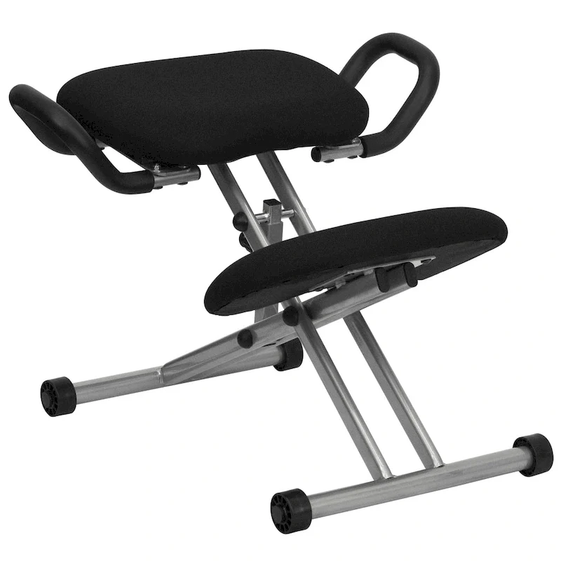Ergonomic Kneeling Chair with Handles - Black Fabric
