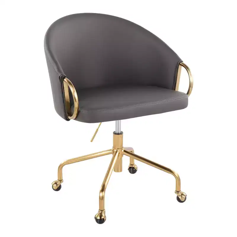 Okak Executive Office Chair with Adjustable Height, Desk Chair with Golden Armrest and Base, Criss Cross Chair for Home, Office