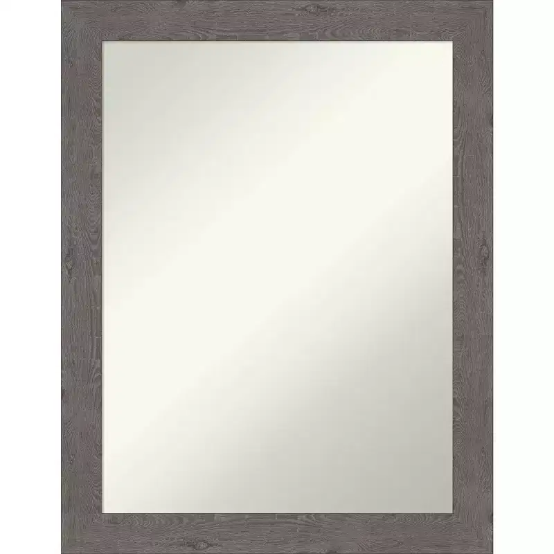 22" x 28" Non-Beveled Rustic Plank Gray Narrow Bathroom Wall Mirror - Amanti Art