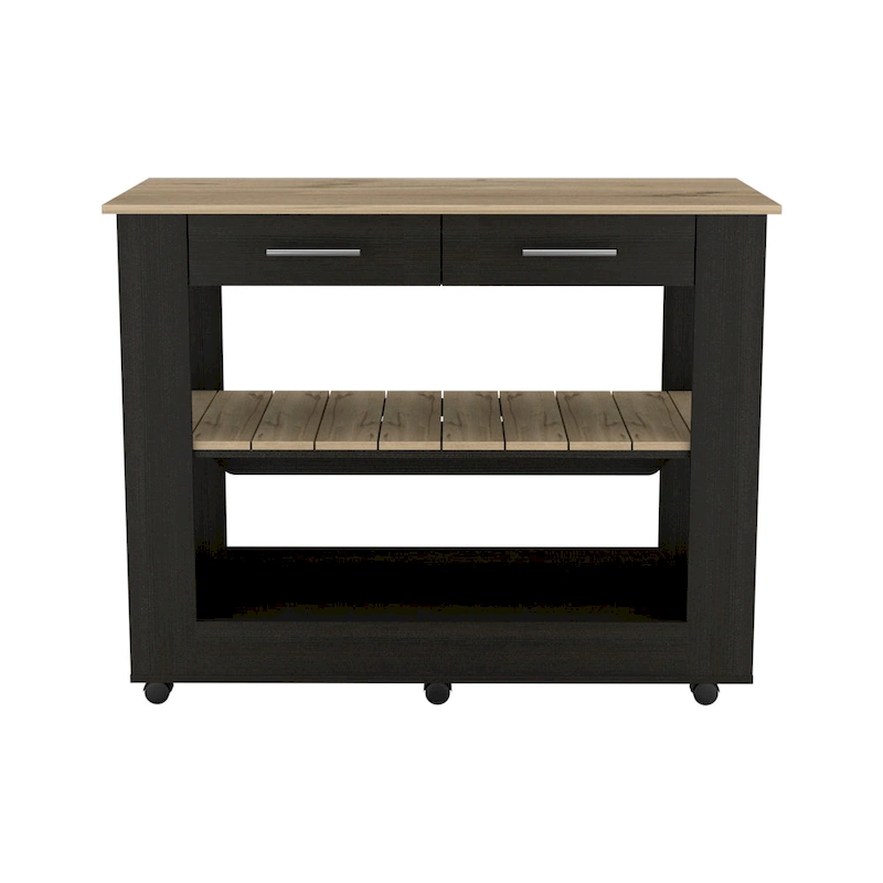 FM Furniture Brooklyn 46 Kitchen Island, Two Shelves, Two Drawers