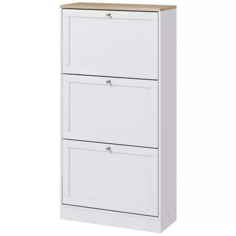 Shoe Cabinet with 3 Flip Drawers - Modern Narrow Shoe Storage for Entryway, 12-18 Pairs