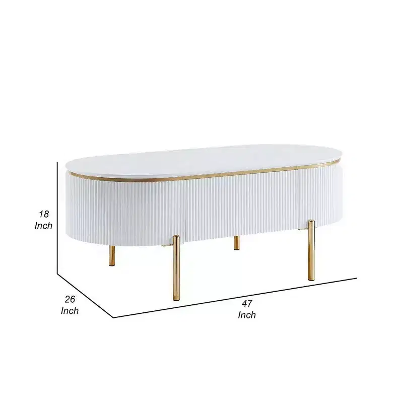 Oval Coffee Table with Drawer, 47