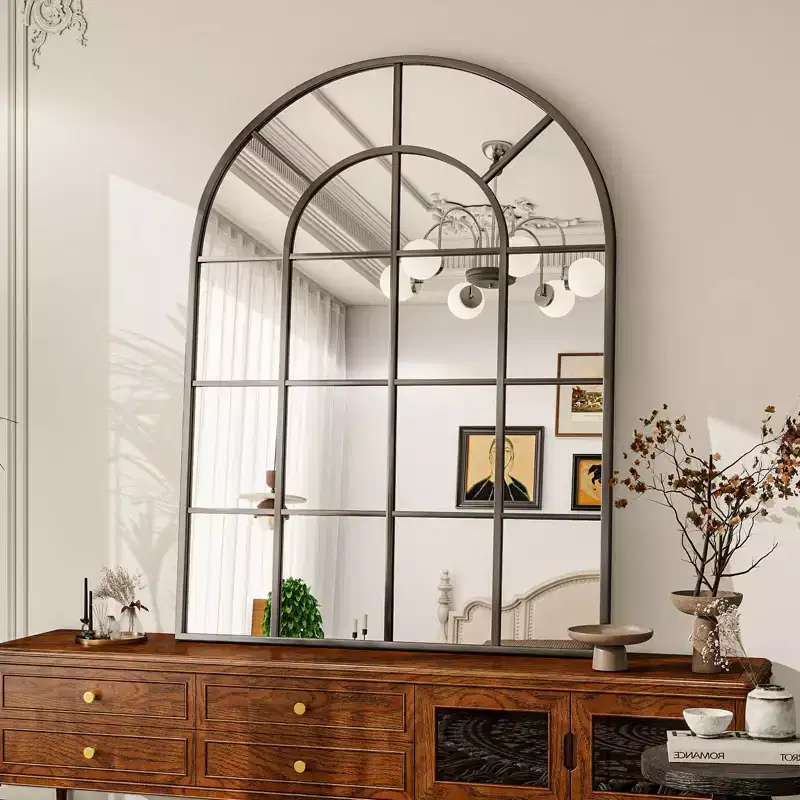 BEAUTYPEAK Black Frame Window Pane Wall Mirror Bathroom Mirror 24 x36