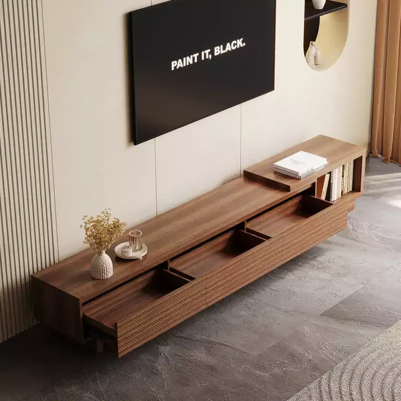 Mid-Century Modern 78.74102.3 Extendable TV Stand with 3 Drawers, Textured Front Design & Modern Media Console for Living Room