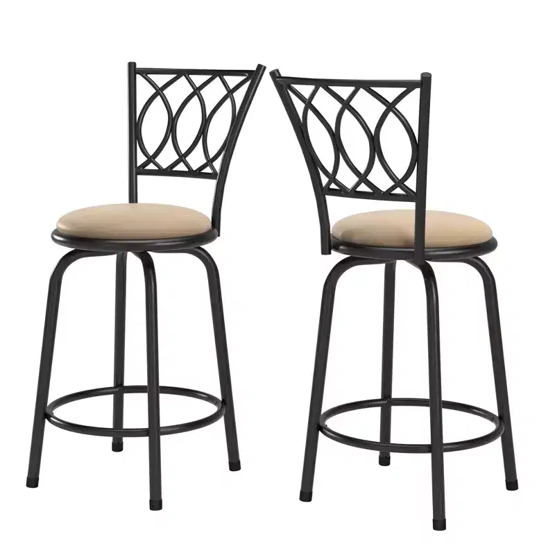Venetta Scroll Back Bar Stool - Set of 3 - Black - iNSPIRE Q