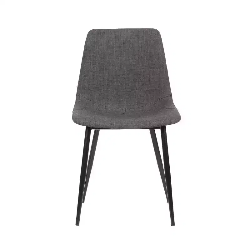 Armen Living,Monte Contemporary Dining Chair in Charcoal Faux Leather with Black Powder Coated Metal Legs