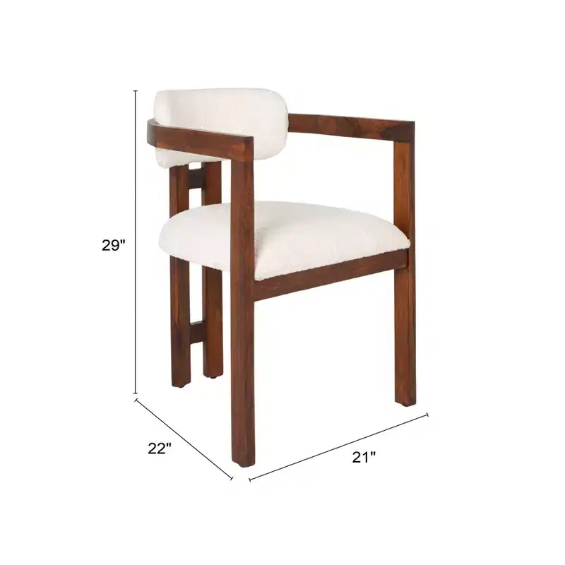 Storied Home Acacia Wood Dining Chair with Boucle