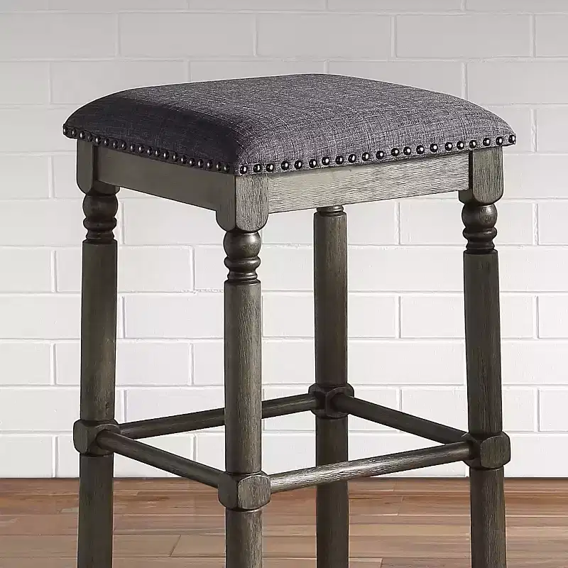 Roundhill Furniture Arnhem Gray Upholstered Bar Stools, Set of 2