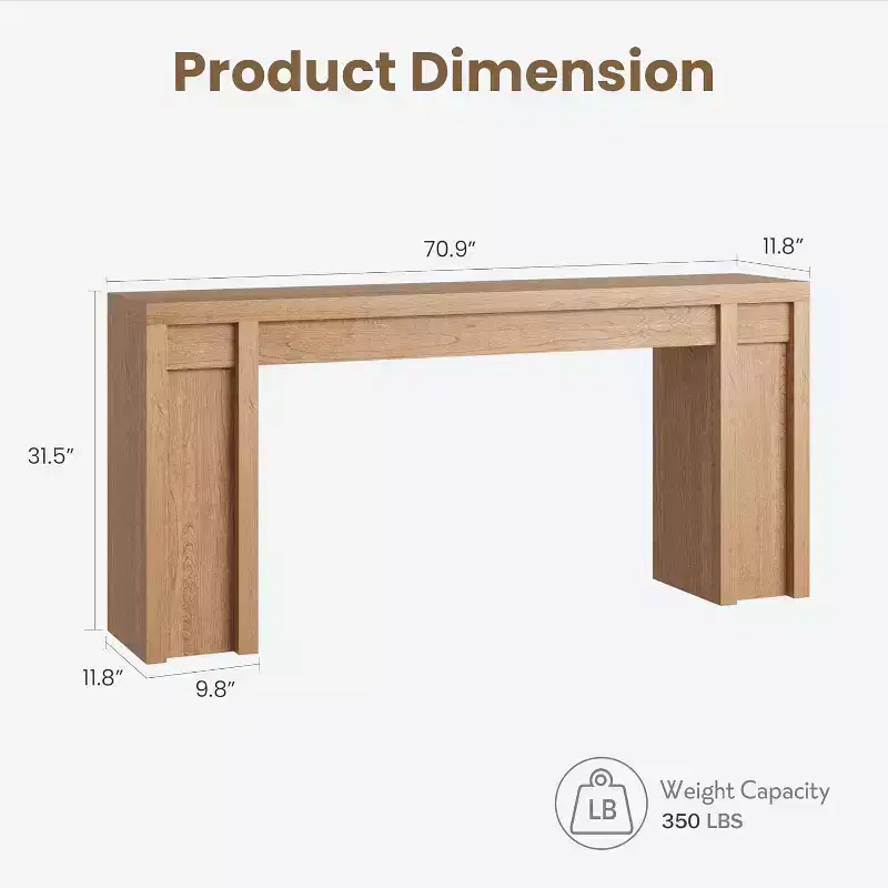 70.9-Inch Entryway Table, Wooden Farmhouse Console Table, Thick Sofa Table Behind Couch Table, Long Console Tables for Entryway Living Room