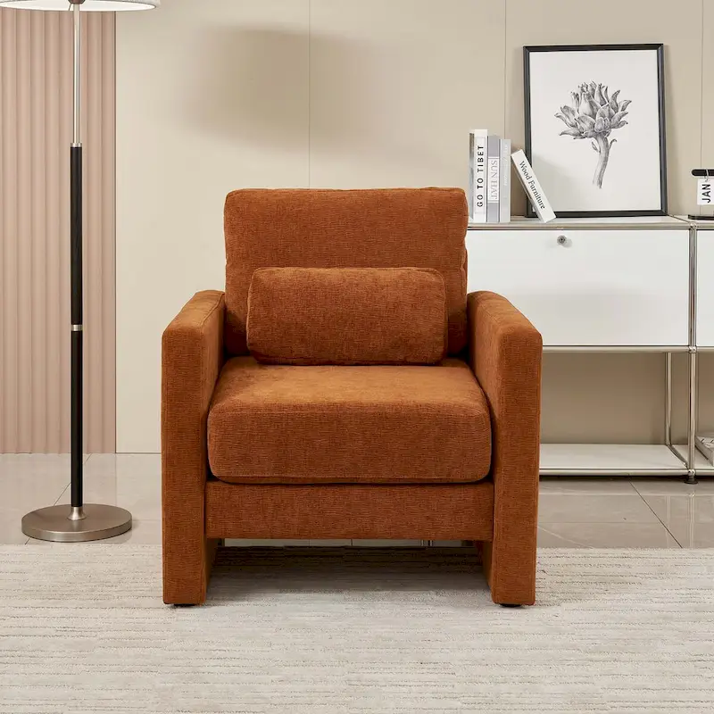 Chenille Upholstered Accent Chair with Armrests