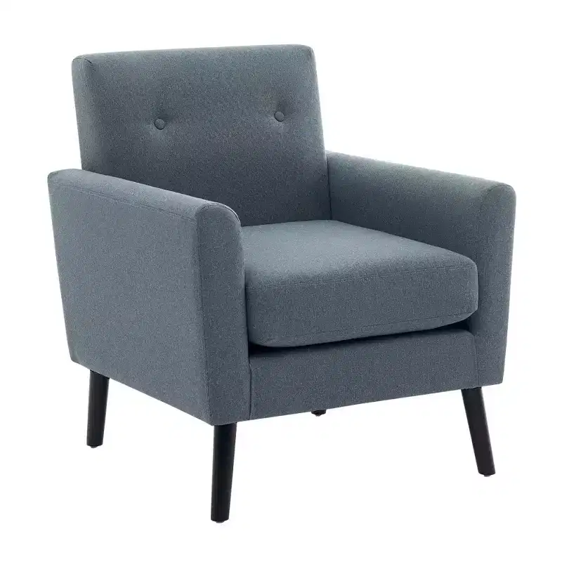 Mid-Century Accent Chair, Modern Fabric Accent Armchair, Comfy Upholstered Reading Accent Chairs for Bedroom,Single Sofa Chair with Wood Legs