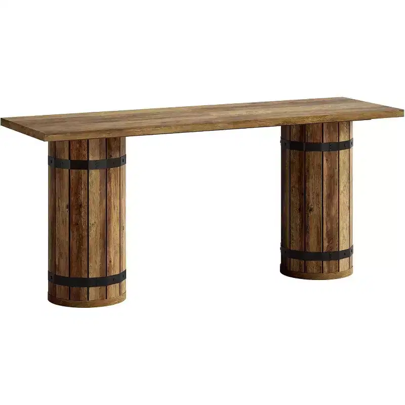 Industrial 70.9-Inch Bar Table, Counter Height Pub Table, Rectangular Home Bar Unit for Living Room, Small Bars