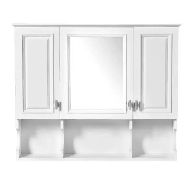 35'' x 28'' Wall Mounted Bathroom Medicine Cabinet, Modern Bathroom Wall Cabinet with Mirror, Mirror Cabinet with Open Shelves