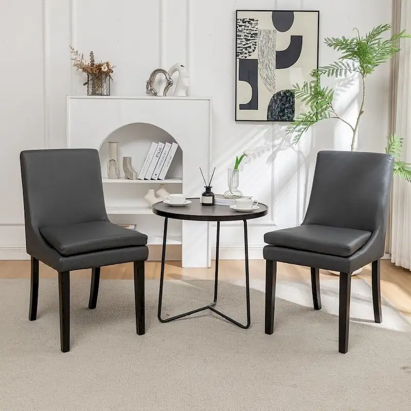 Modern Armless Padded Dining Chairs with Solid Wood Legs, Suitable for Kitchen, Dining Room